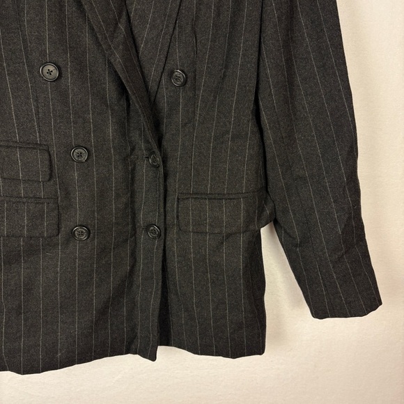 Lauren Ralph Lauren Pinstripe Blazer 100% Wool Charcoal Gray Old Money Preppy - Picture 3 of 6